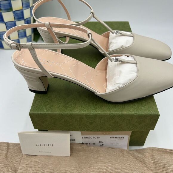 Women’s Gucci GG T-strap, leather sandals size 40.5 made in Italy - Picture 4 of 12